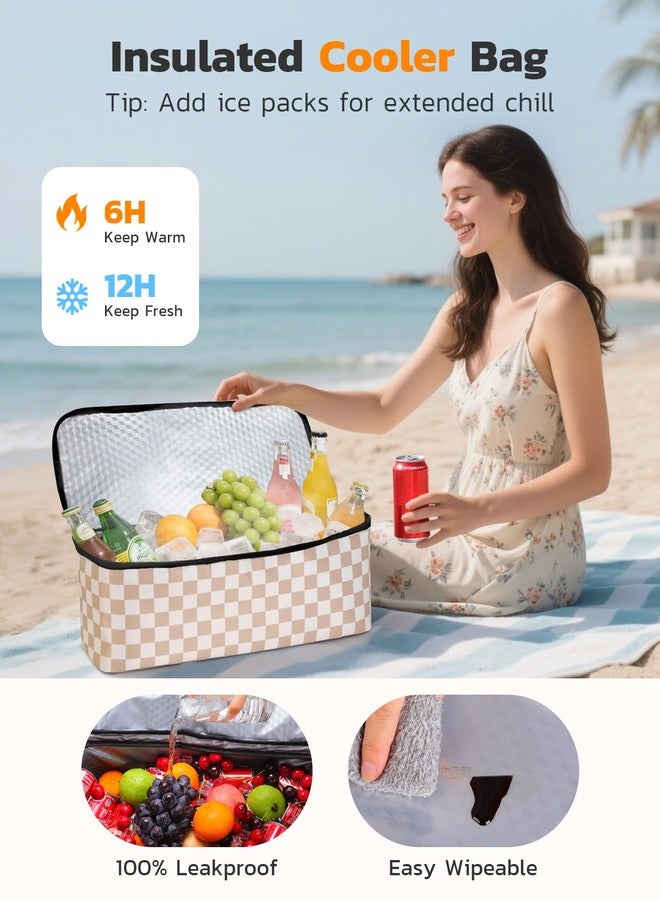 ISEYOU Beach Bag and Cooler Bag Set, 45L Waterproof Beach Tote with Zipper Closure, Foldable Extra Large XXL Family Weekender Bags, with 8 Pockets, Suitable for Pool, Picnic, Shopping, Travel - Image 4